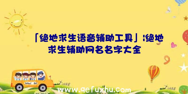 「绝地求生语音辅助工具」|绝地求生辅助网名名字大全